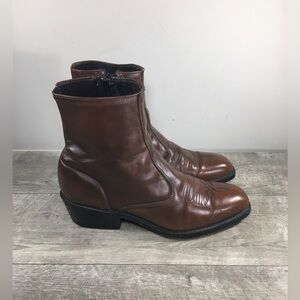 Vtg Laredo Men's Fletcher Burnt Apple Leather Western Indie Beatle Boots Size 9